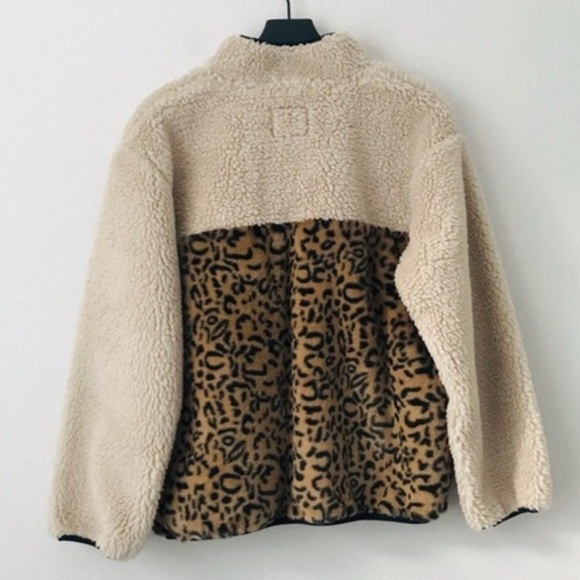 New! Rails Saga Faux Fur Sherpa Leopard Cheetah Pullover Plush Teddy Jacket - Picture 7 of 16